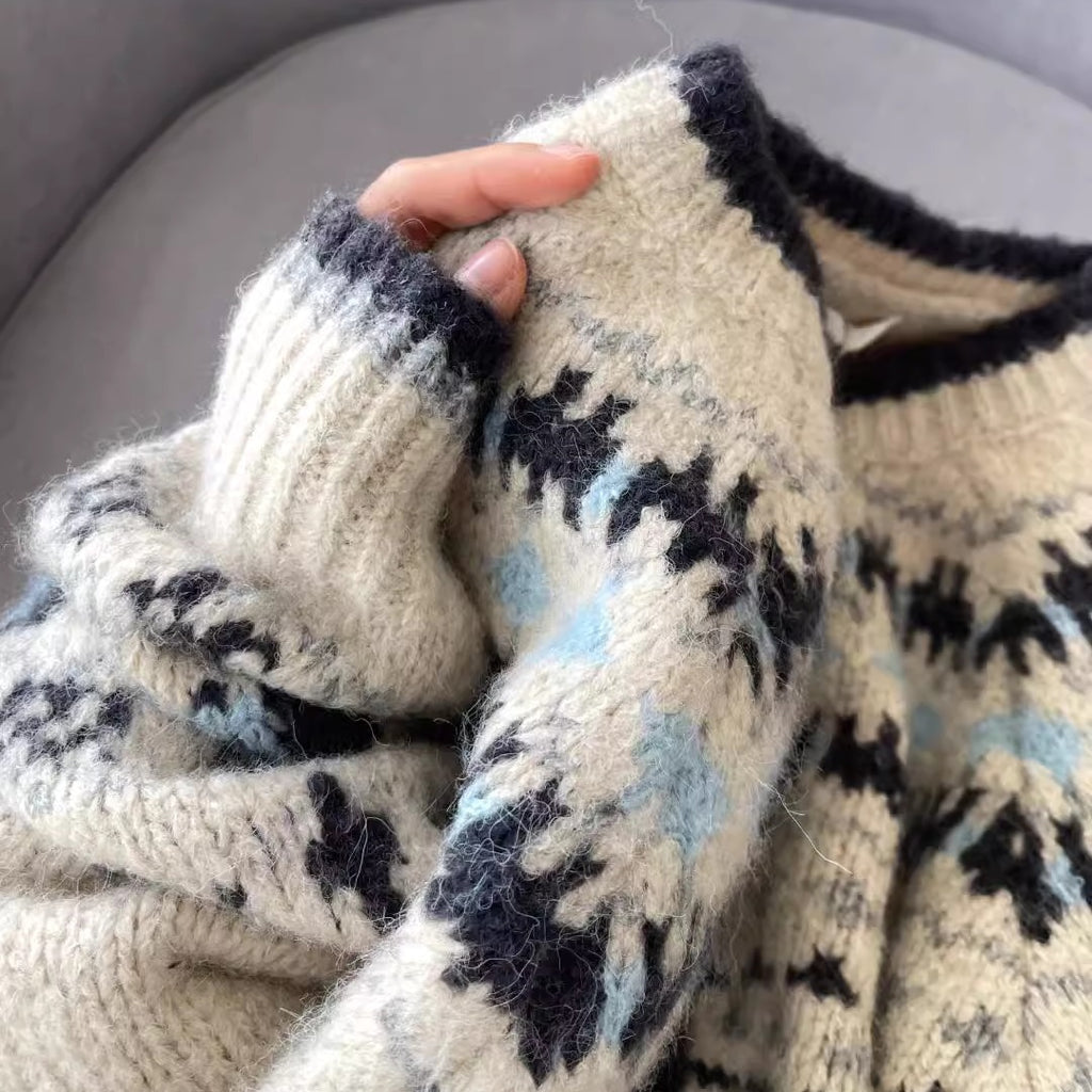 Women's Vintage Jacquard Knit Cardigan
