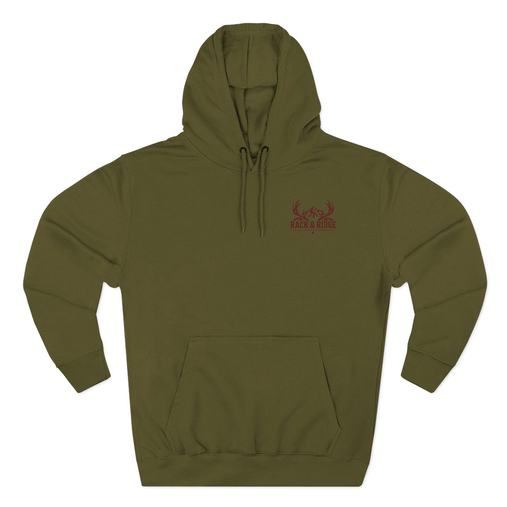Patience Persistence Precision Hunting Hoodie — Deer Stand Outdoor Fleece