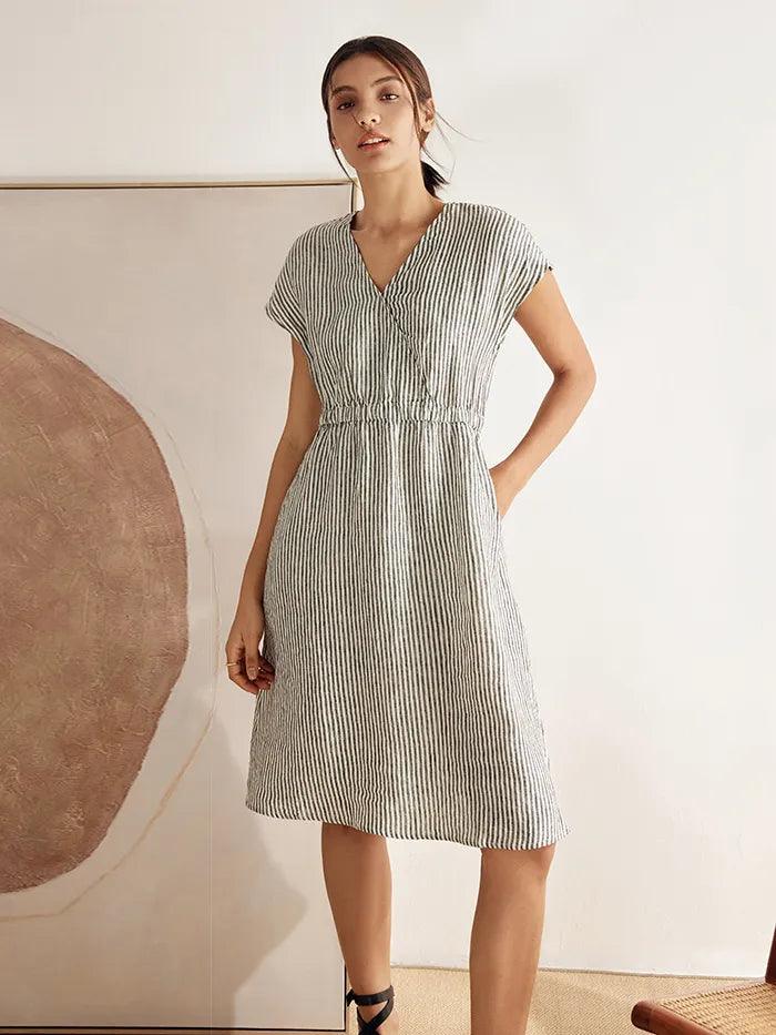 Linen Striped  Mini Dress