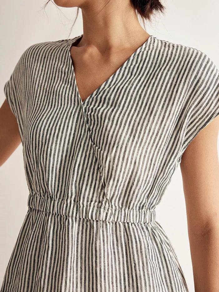 Linen Striped  Mini Dress