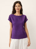 Round Neck Button Detail Top
