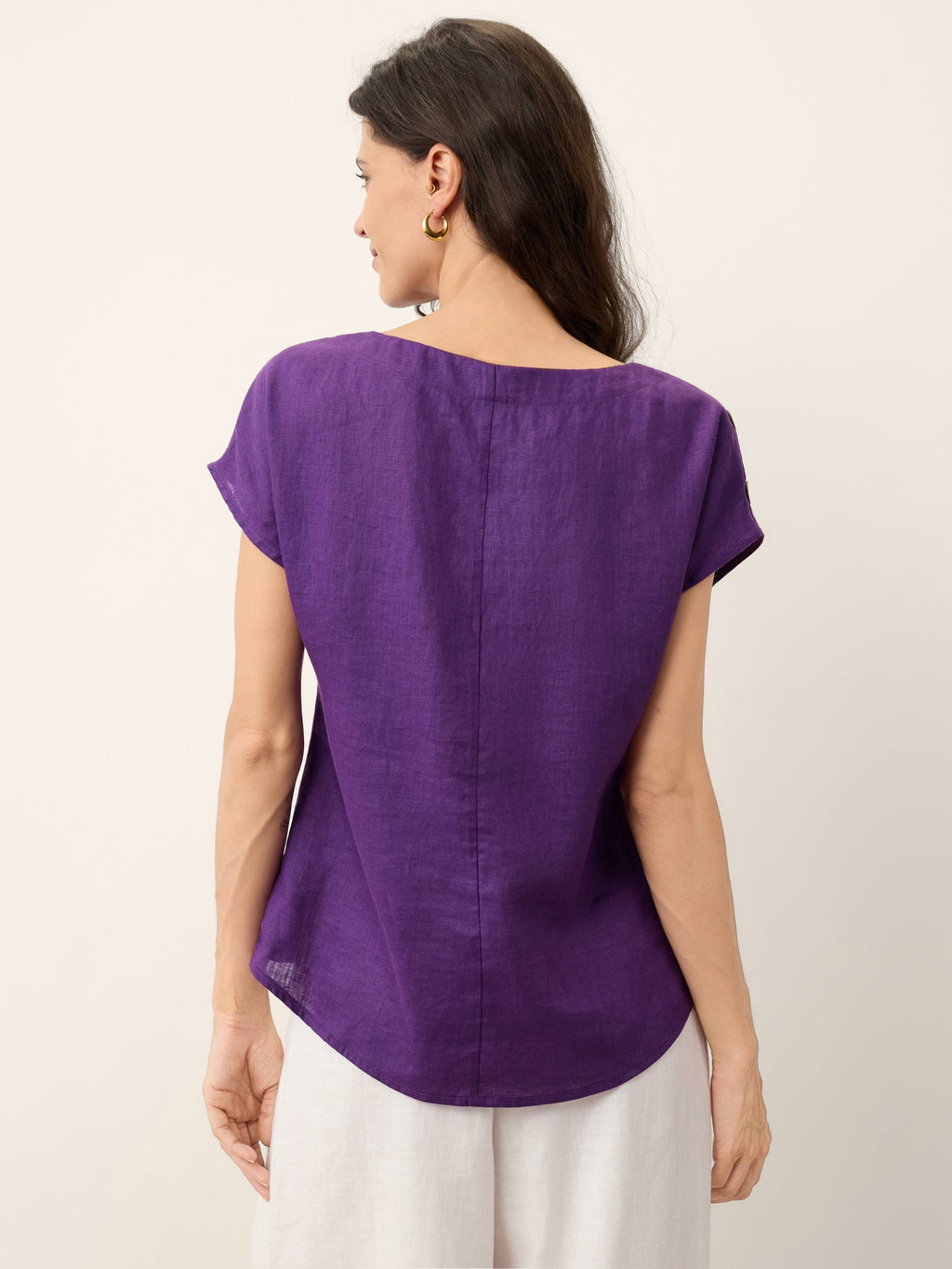 Round Neck Button Detail Top