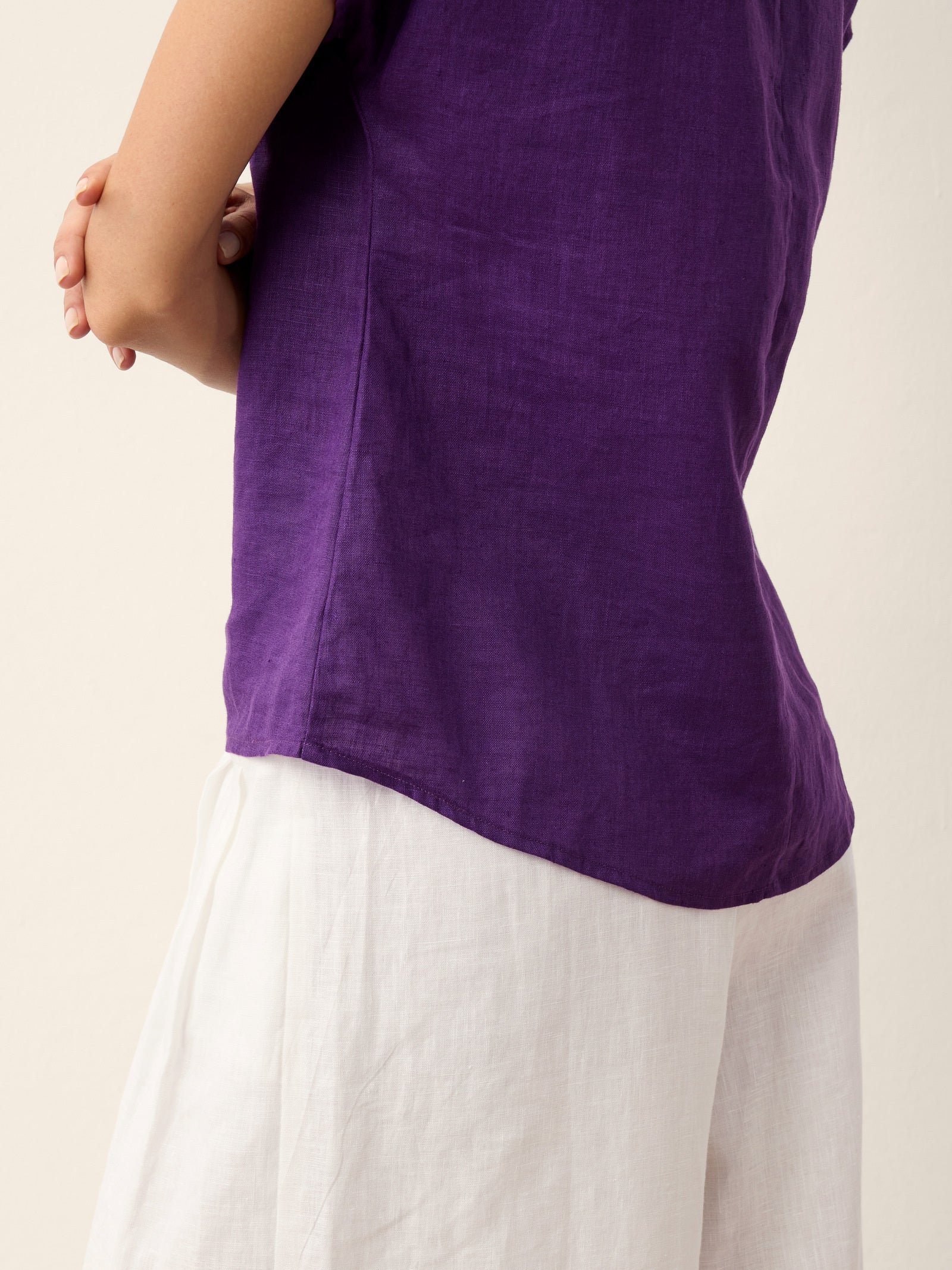 Round Neck Button Detail Top