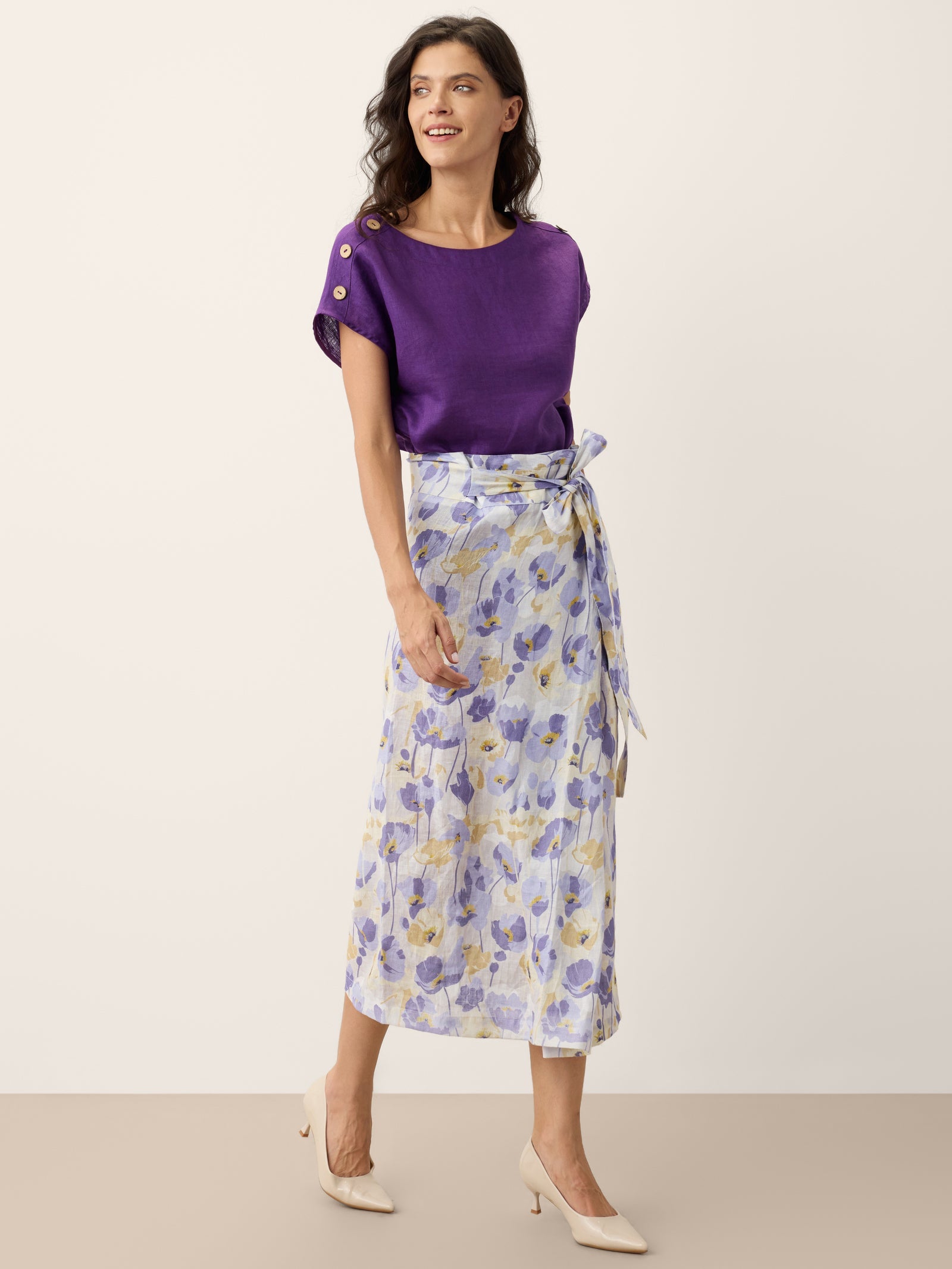 Round Neck Button Detail Top