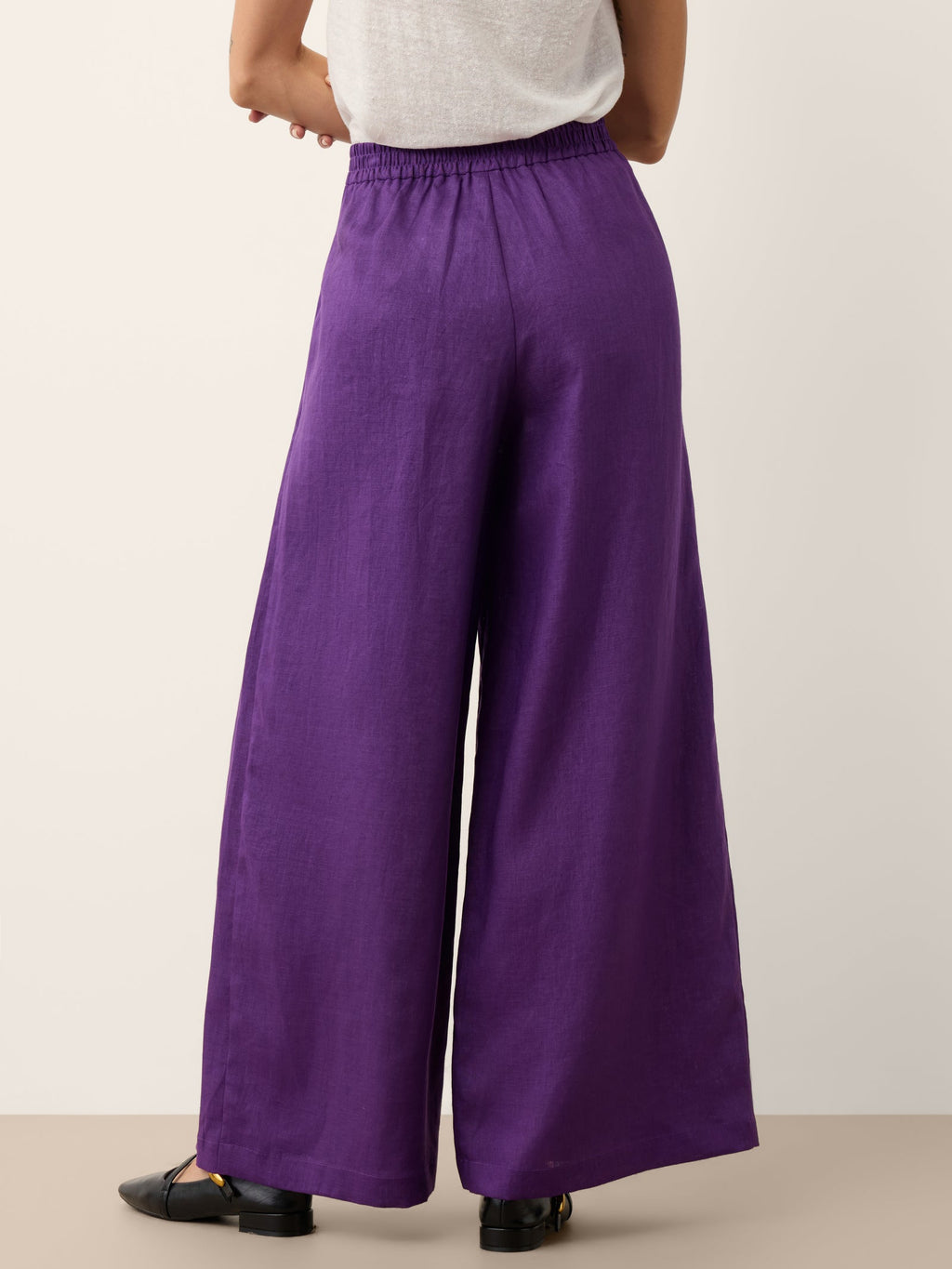 Linen Pleated Waist Wide Leg Pants