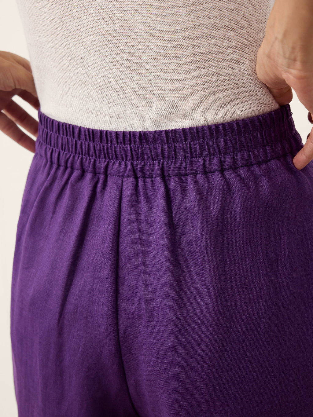 Linen Pleated Waist Wide Leg Pants