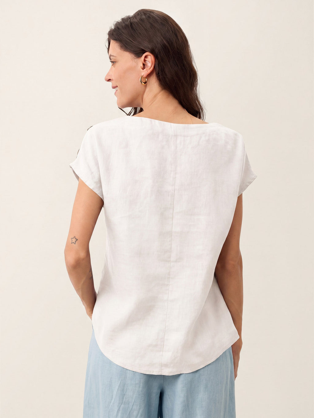 Round Neck Button Detail Top