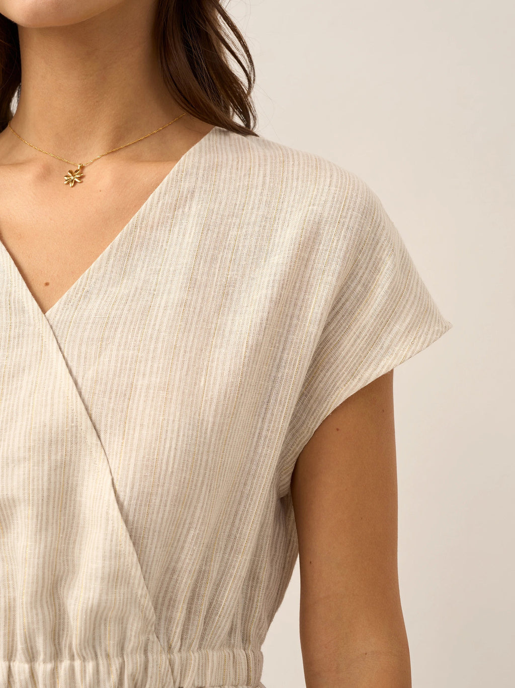 Linen Striped  Mini Dress