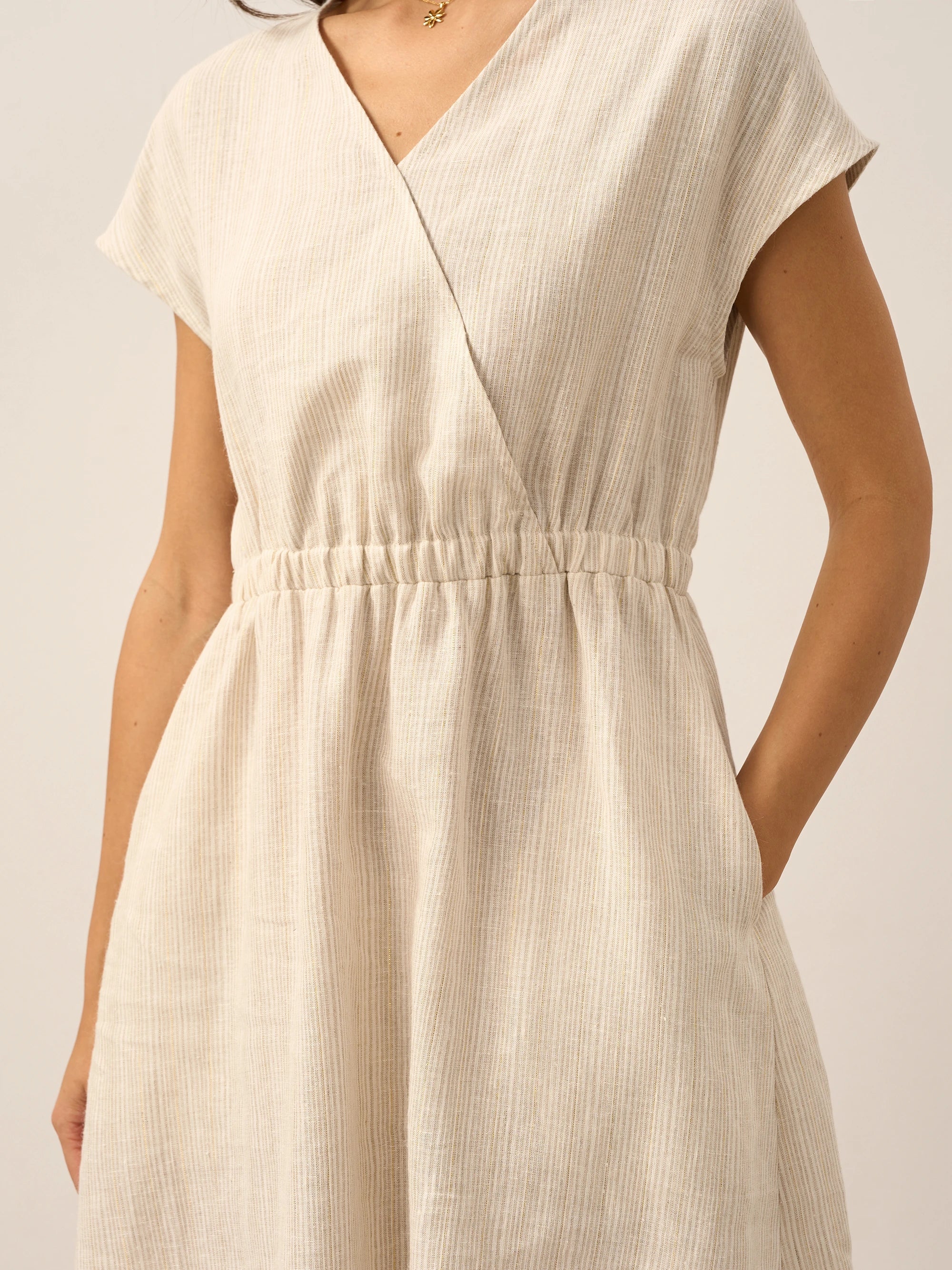 Linen Striped  Mini Dress