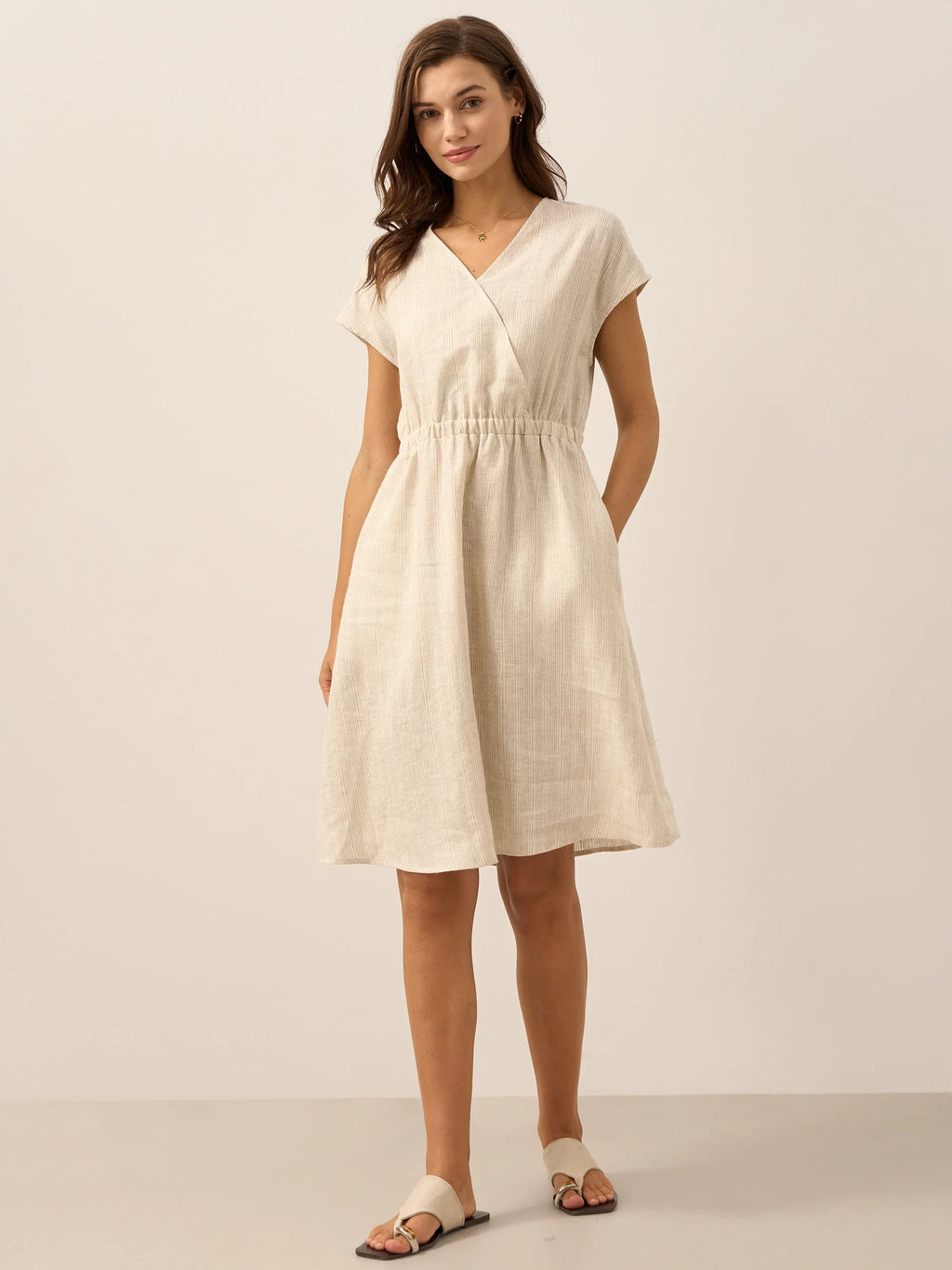 Linen Striped  Mini Dress