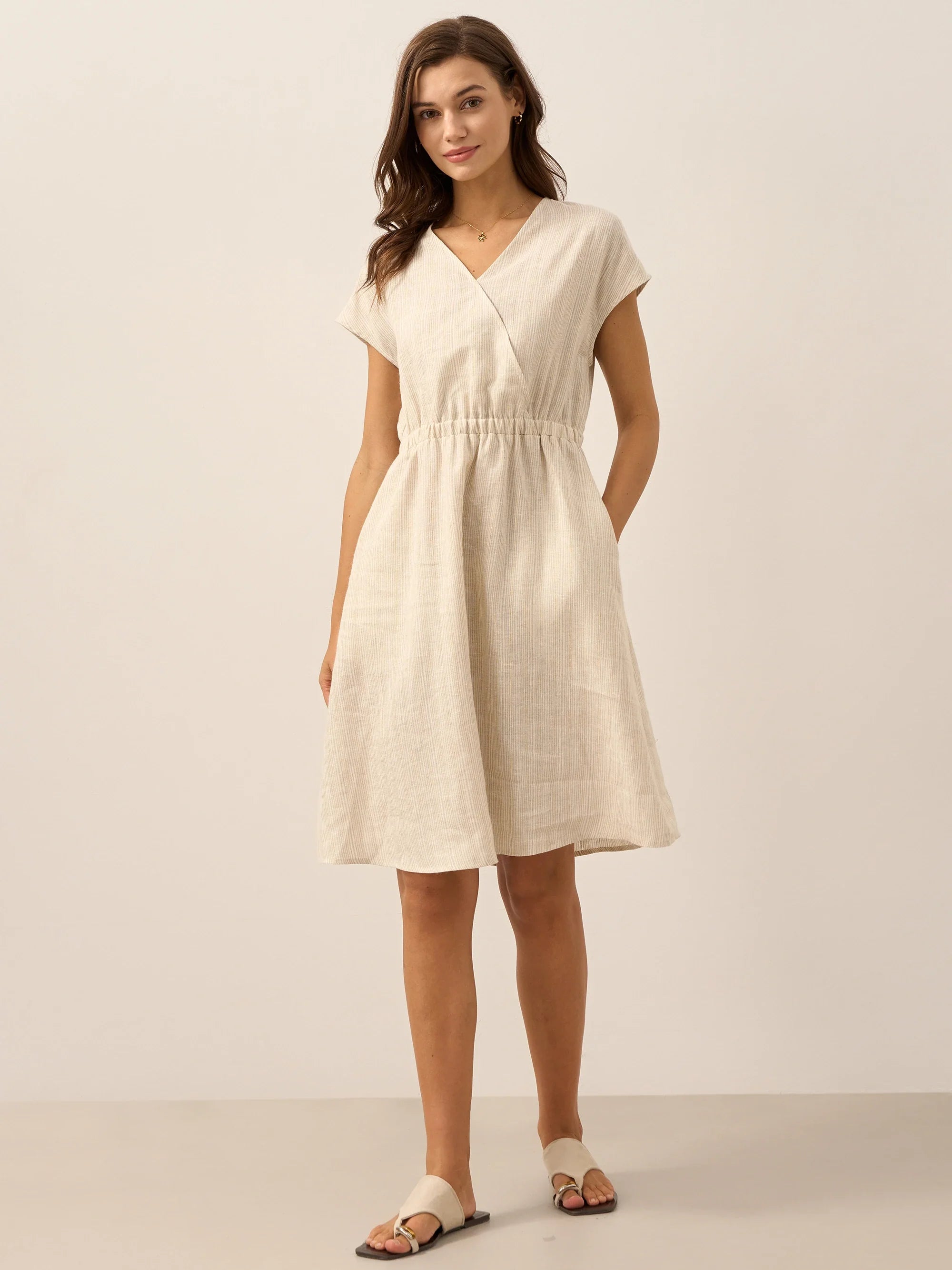 Linen Striped  Mini Dress