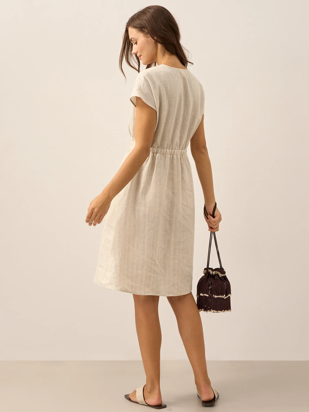 Linen Striped  Mini Dress