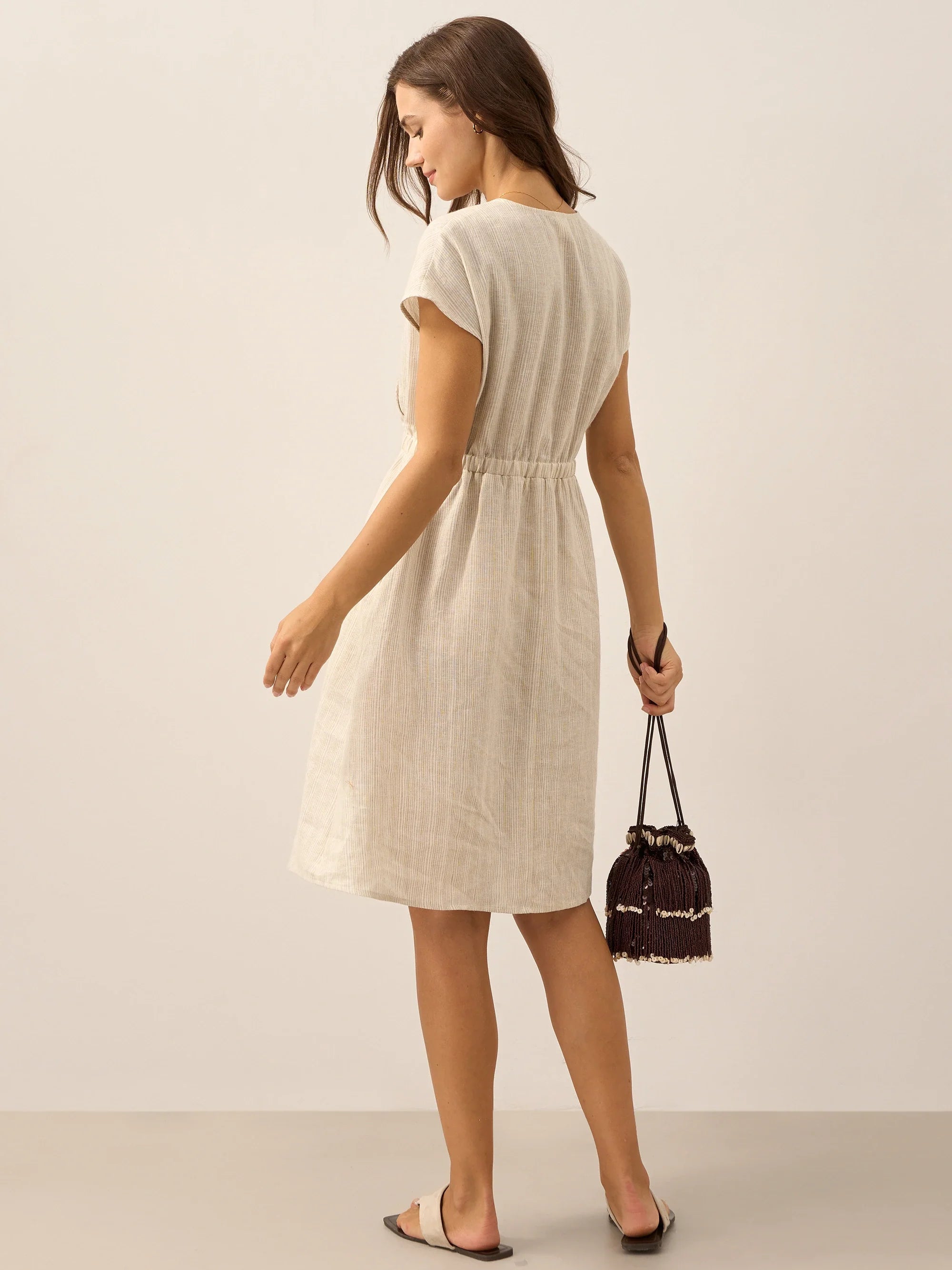 Linen Striped  Mini Dress