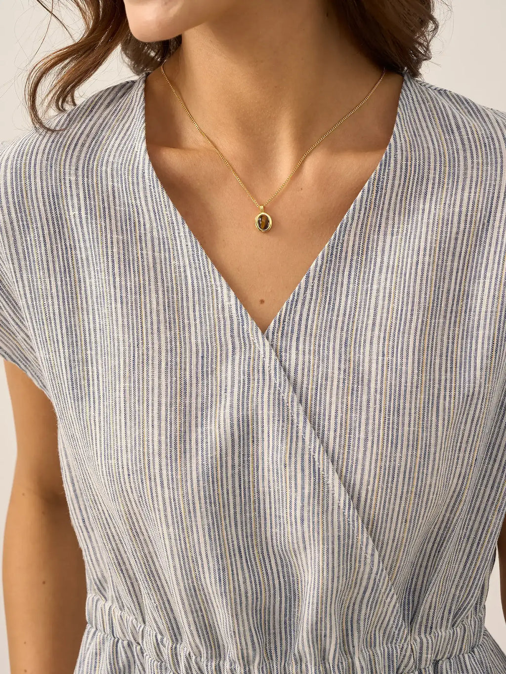 Linen Striped  Mini Dress
