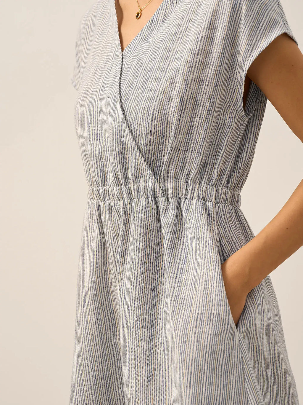Linen Striped  Mini Dress