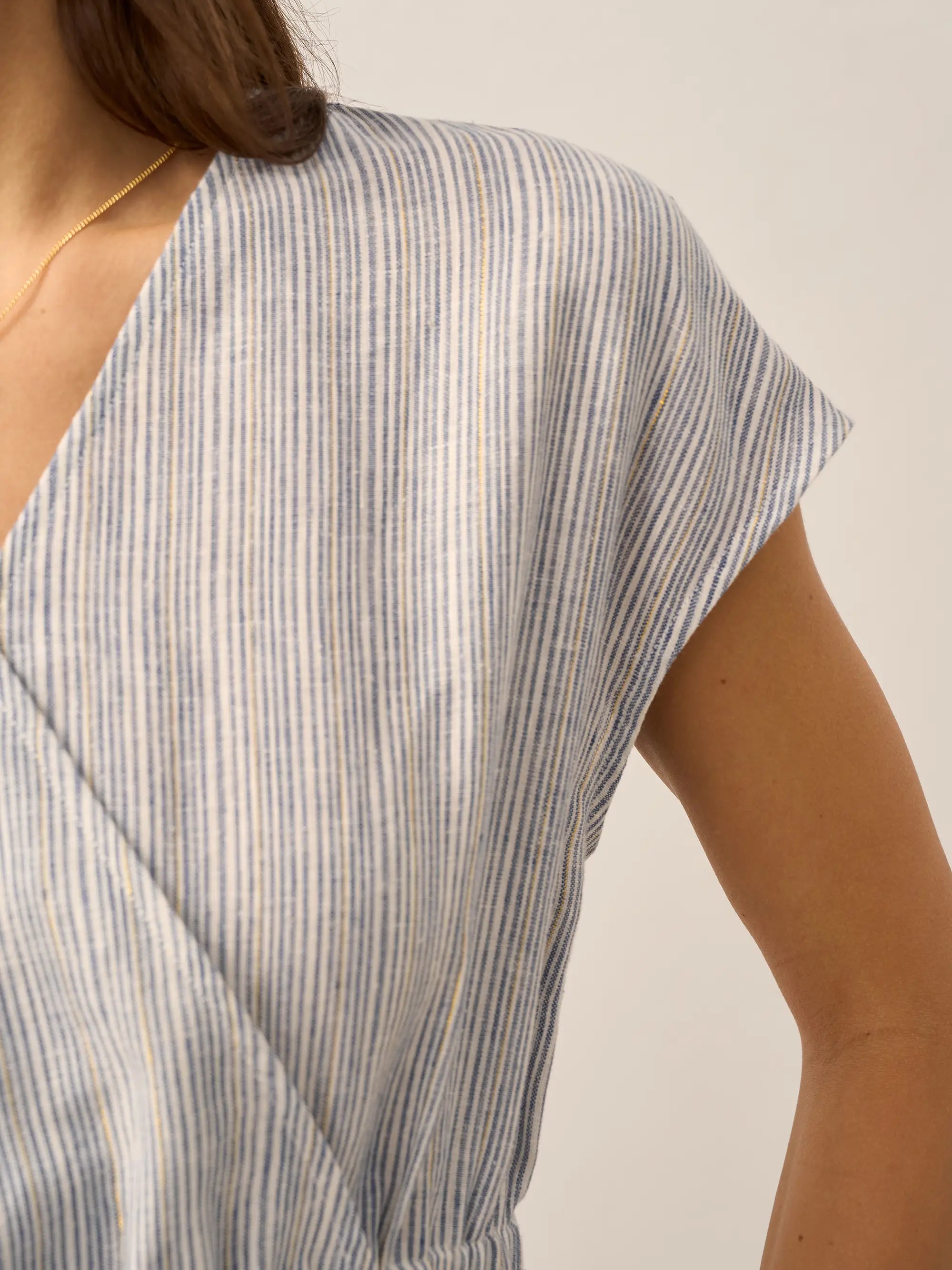 Linen Striped  Mini Dress