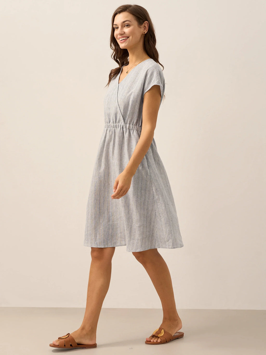 Linen Striped  Mini Dress