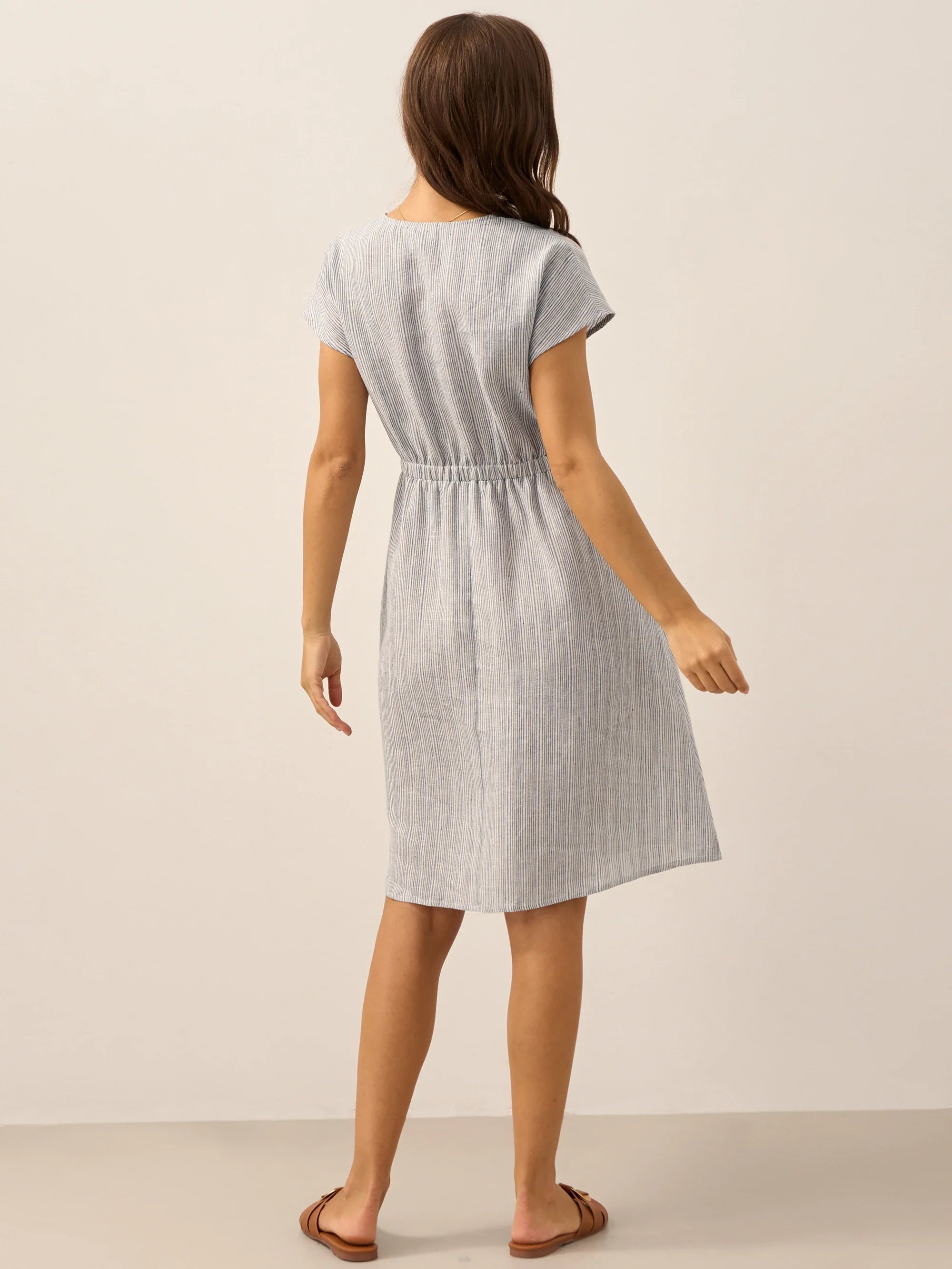Linen Striped  Mini Dress