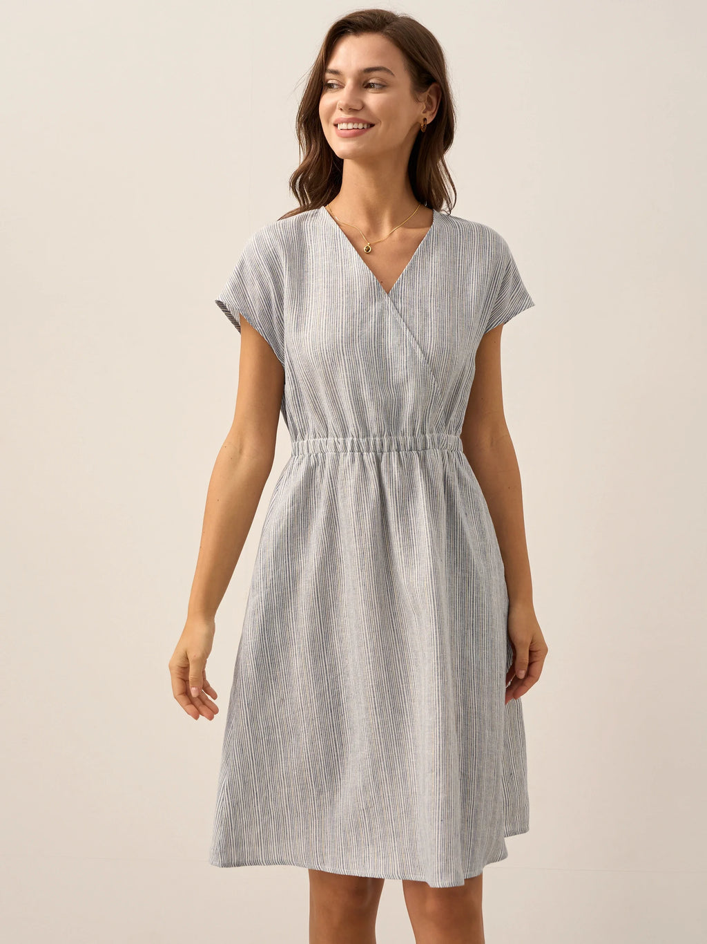 Linen Striped  Mini Dress