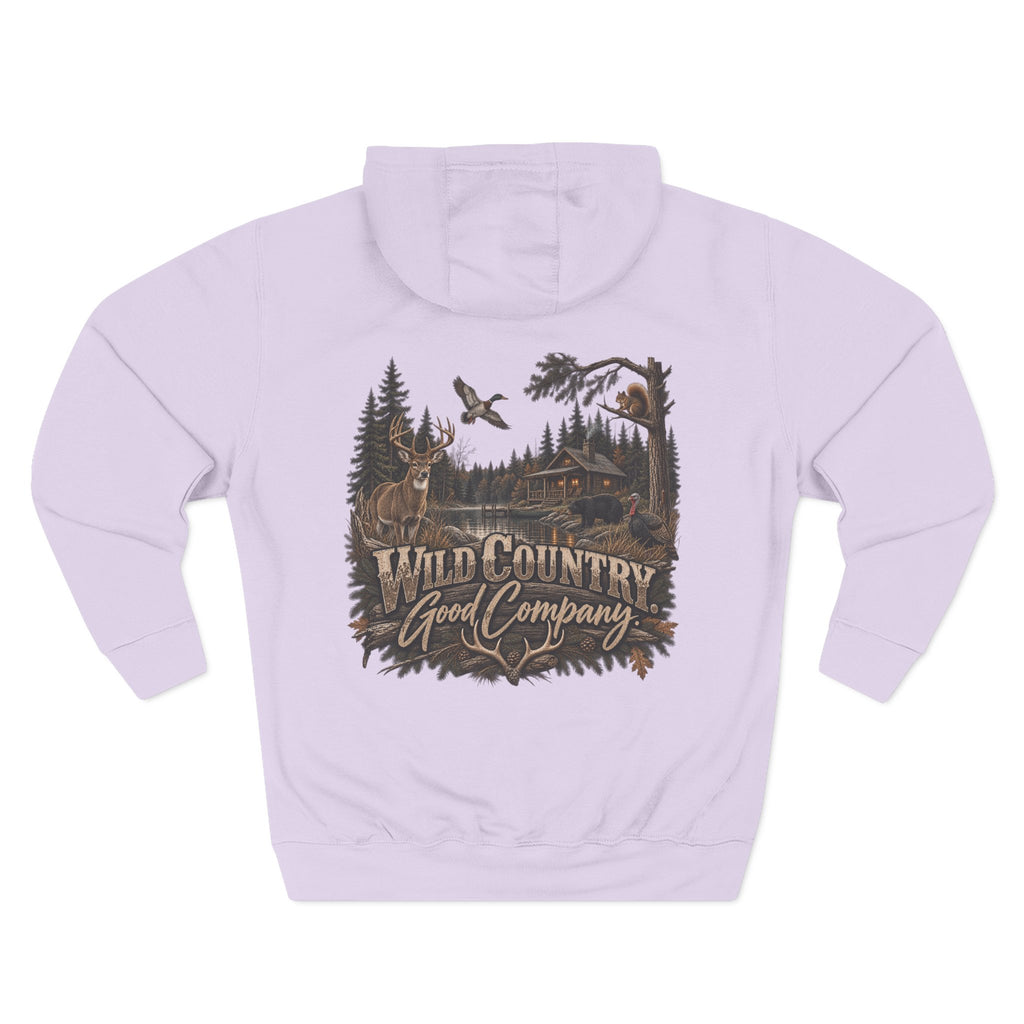 Wild Country Good Company Hoodie — Outdoor Hunting Cabin Graphic Pullover
