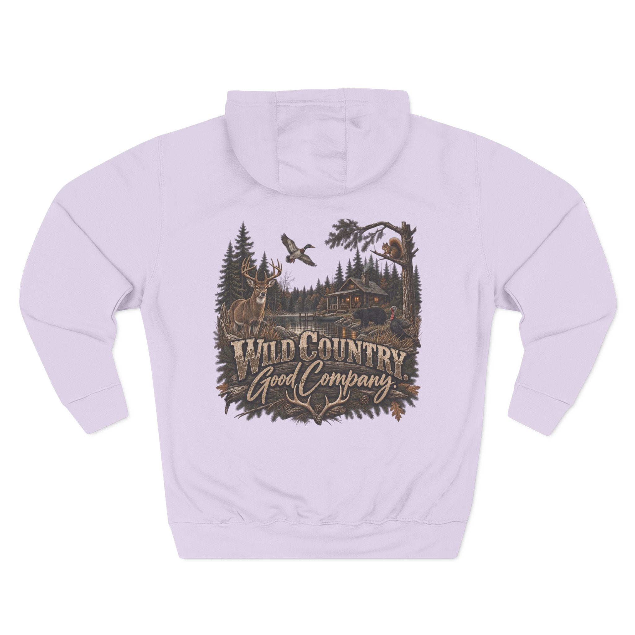 Wild Country Good Company Hoodie — Outdoor Hunting Cabin Graphic Pullover