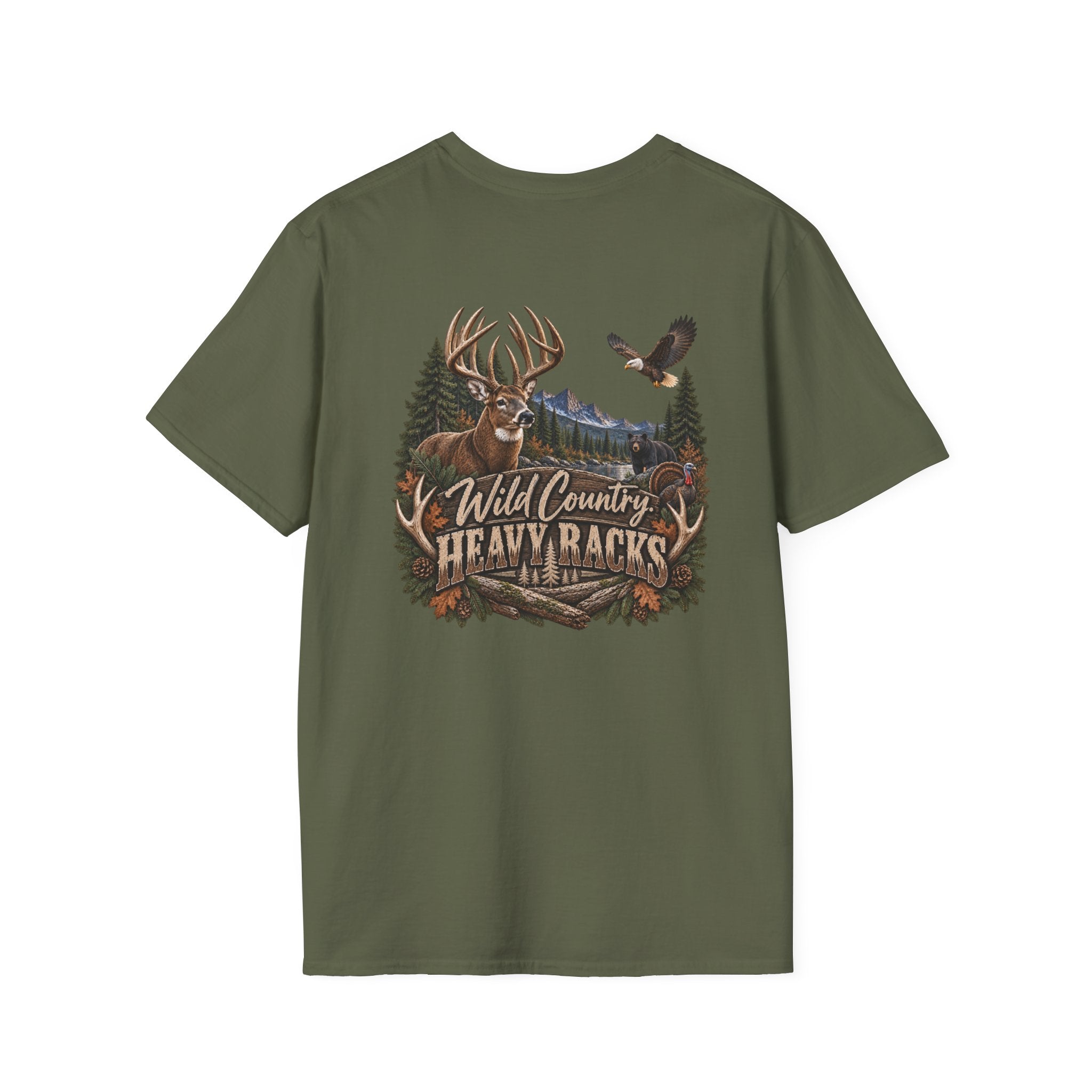 Rack & Ridge Antler Logo T‑Shirt — Outdoor Hunting Graphic Tee