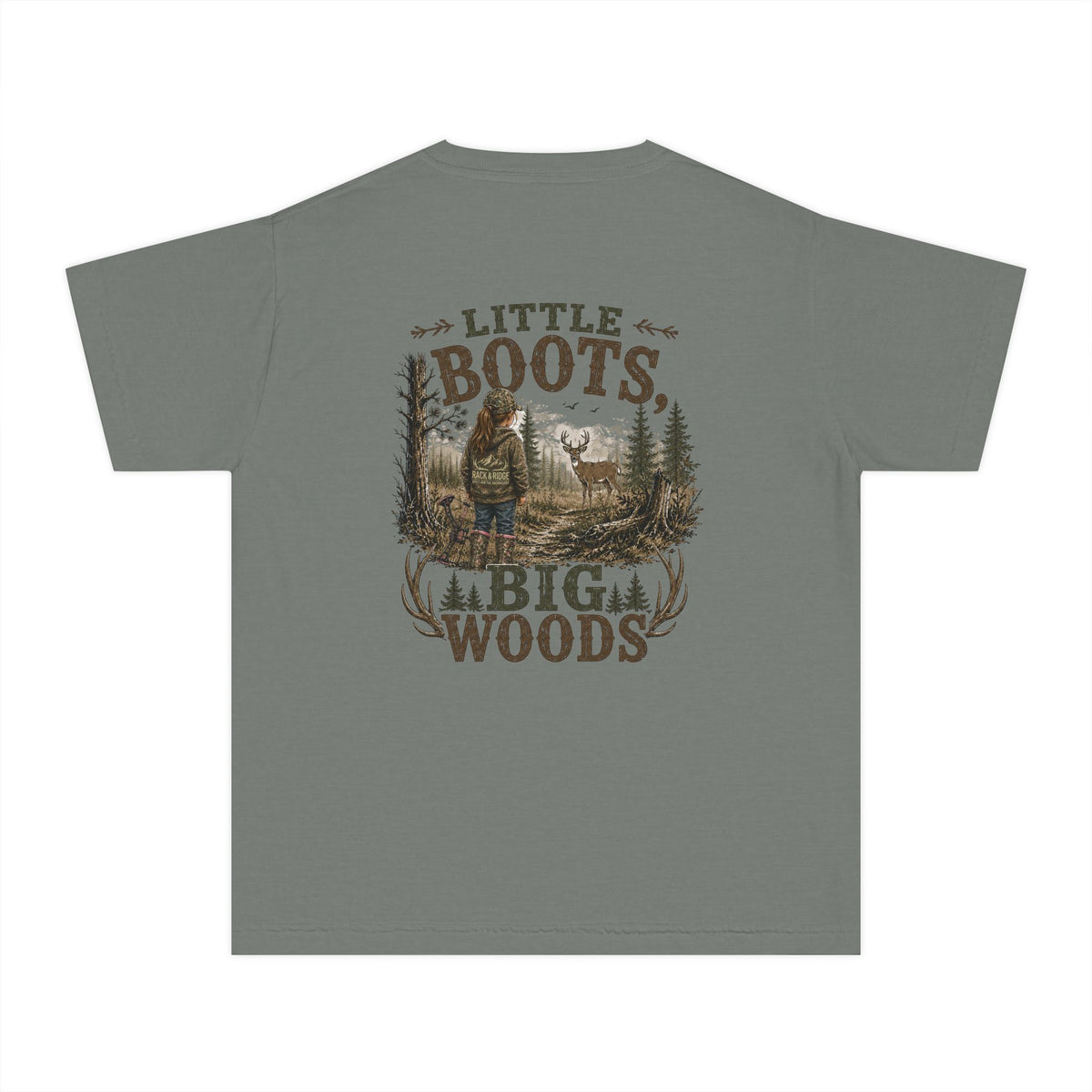 RACK & RIDGE Little Boots, Big Woods Youth Girls' Woodland T-Shirt