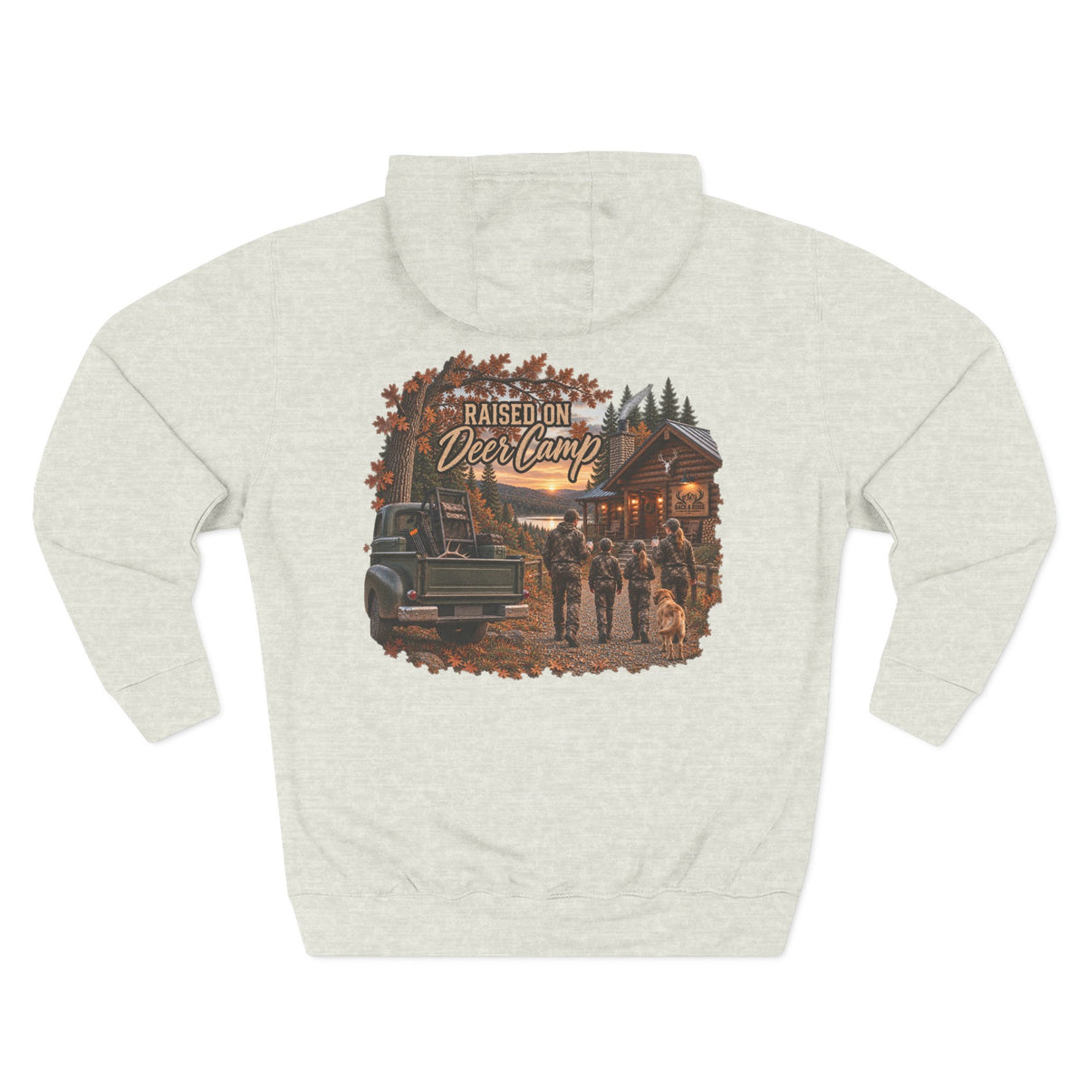 Raised On Deer Camp Hoodie - Hunting Cabin Fleece Pullover