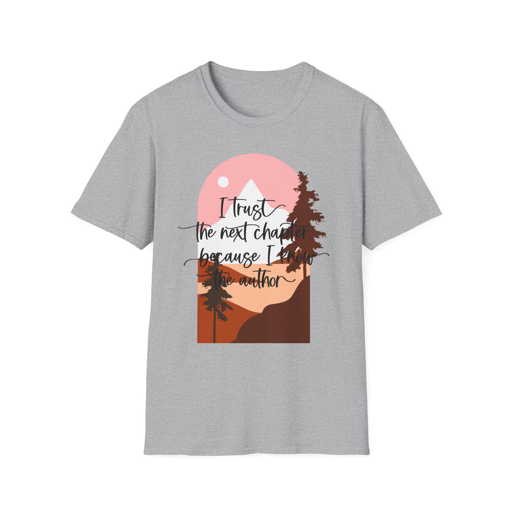 T‑Shirt — "I trust the next chapter because I am the author" Sunset Mountain Graphic Tee