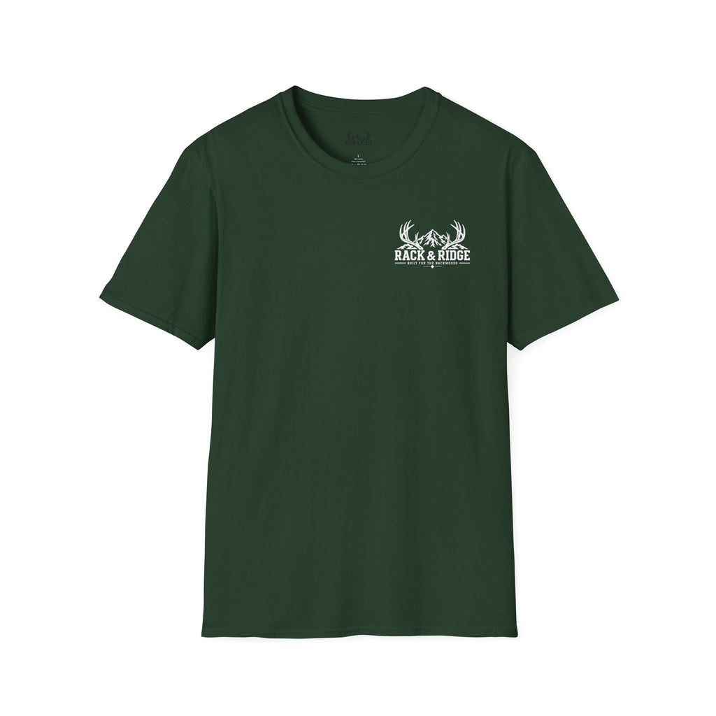 Rack & Ridge Antler Logo T‑Shirt — Outdoor Hunting Graphic Tee