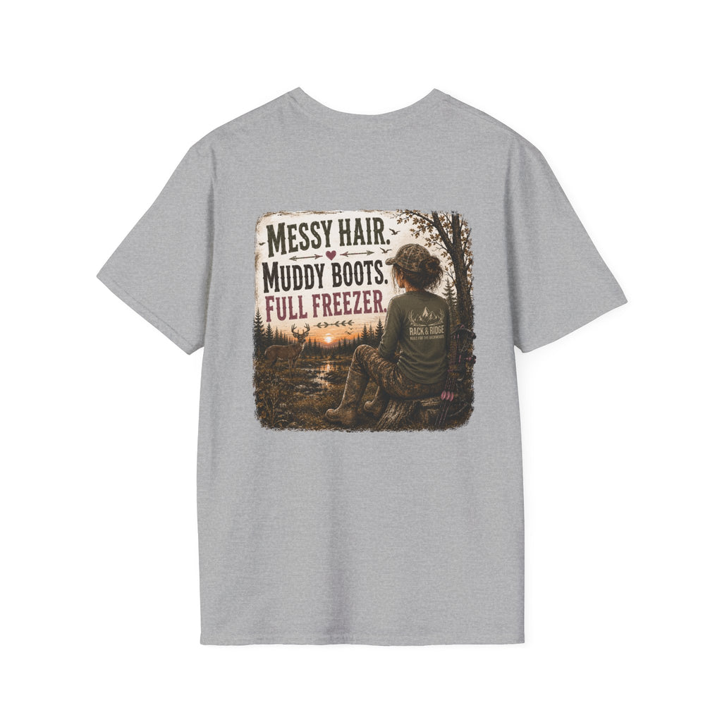 Rack & Ridge Antler Logo Tee — Casual Outdoorsy White T-Shirt