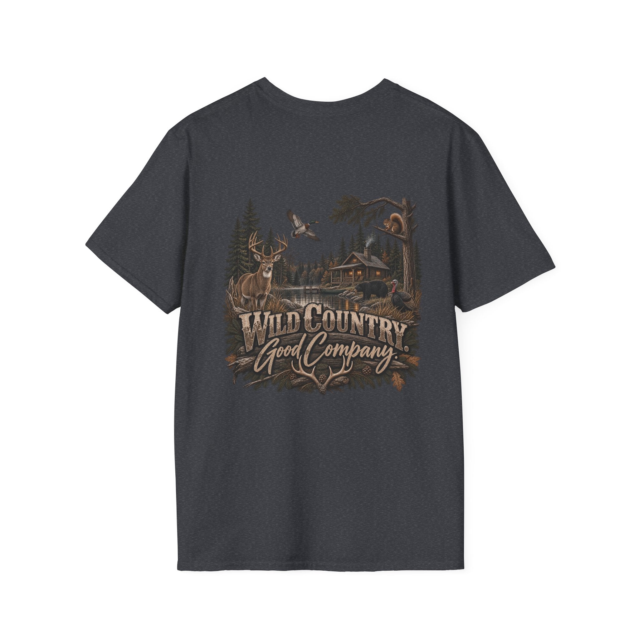 Rack & Ridge Outdoor Logo T‑Shirt — Hunting Antler Mountain Tee