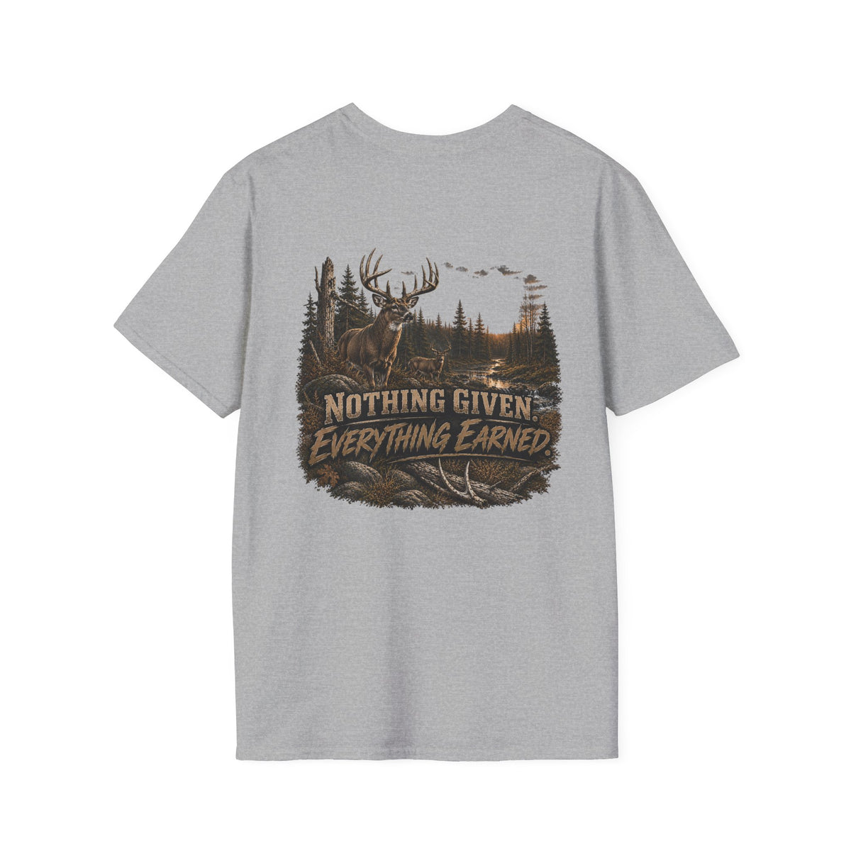 Rustic Deer Logo T‑Shirt — "Rack & Ride" Outdoor Hunting Tee