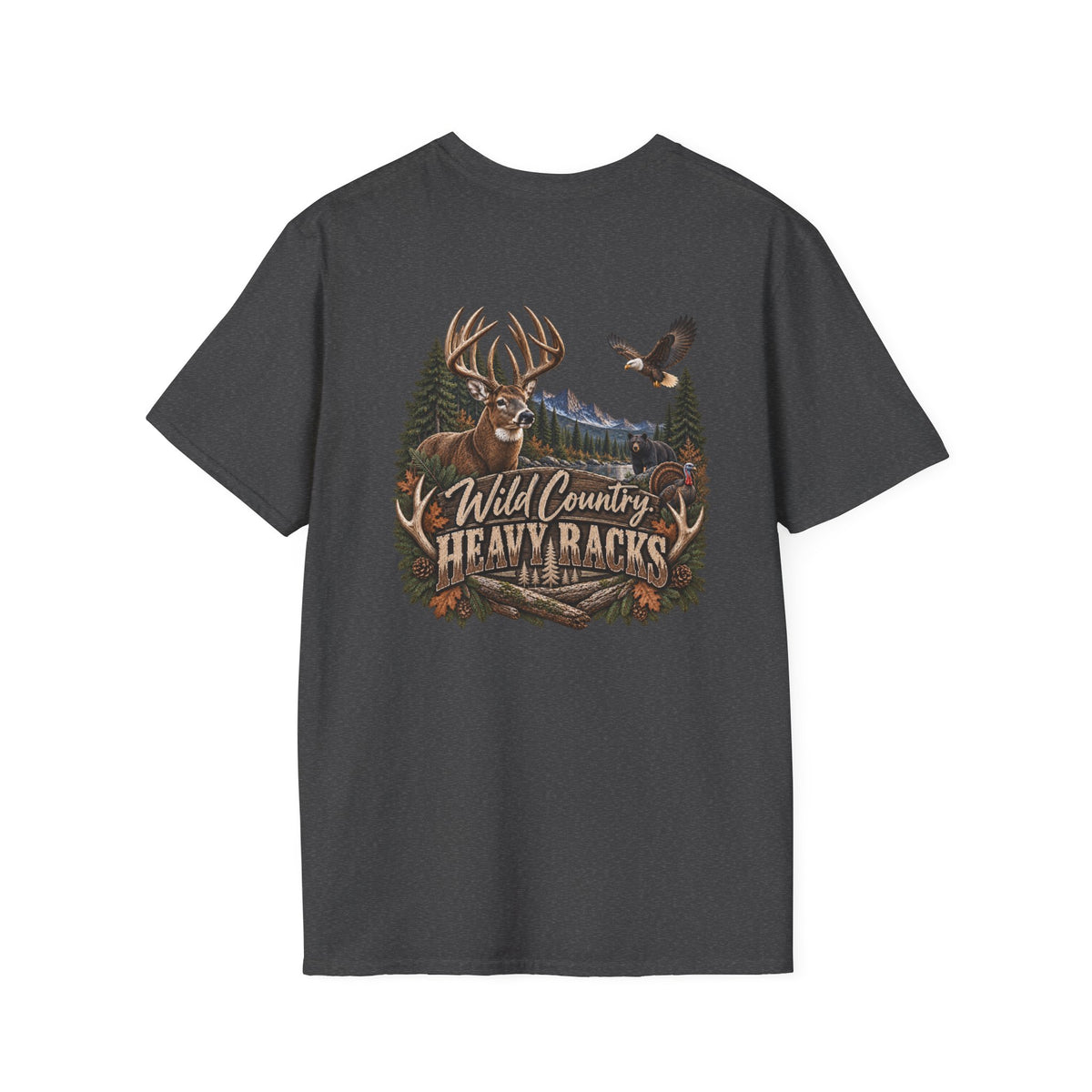 Rack & Ridge Antler Logo T‑Shirt — Outdoor Hunting Graphic Tee