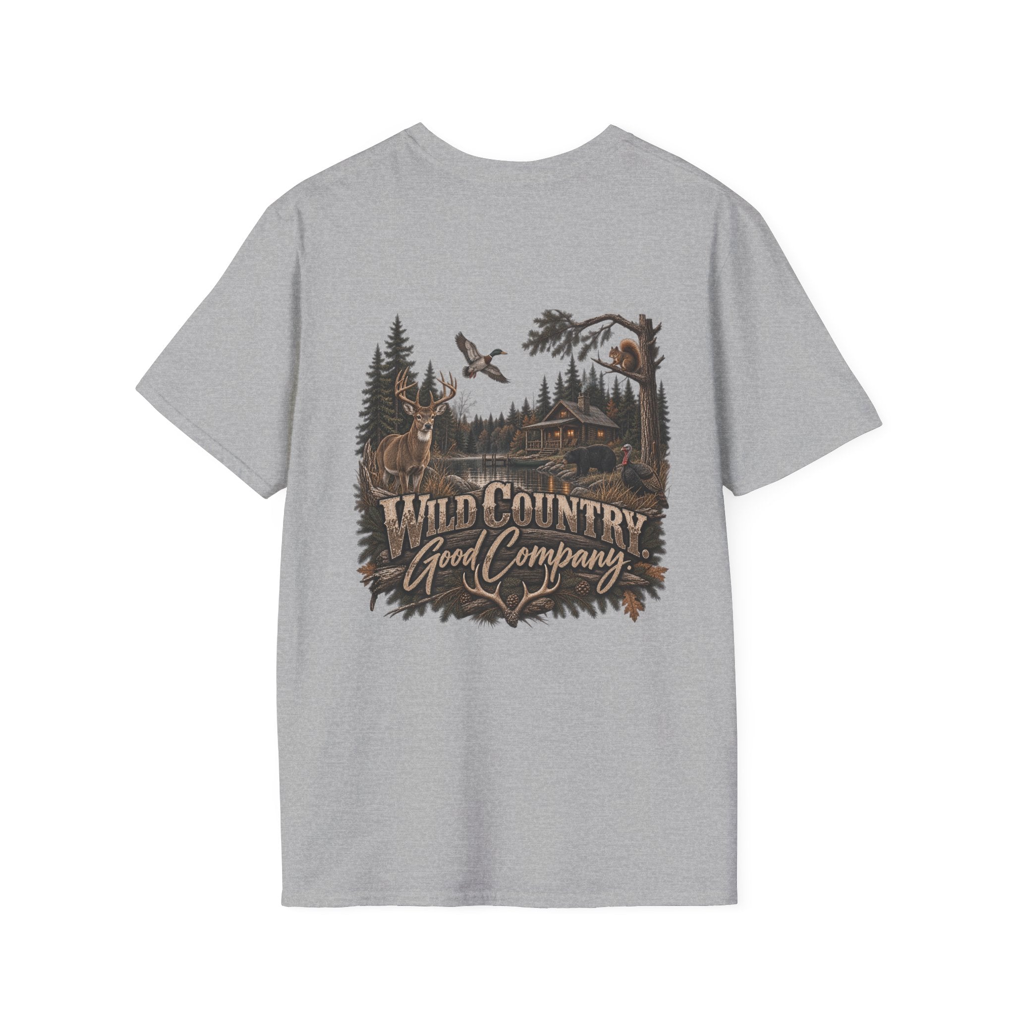 Rack & Ridge Outdoor Logo T‑Shirt — Hunting Antler Mountain Tee