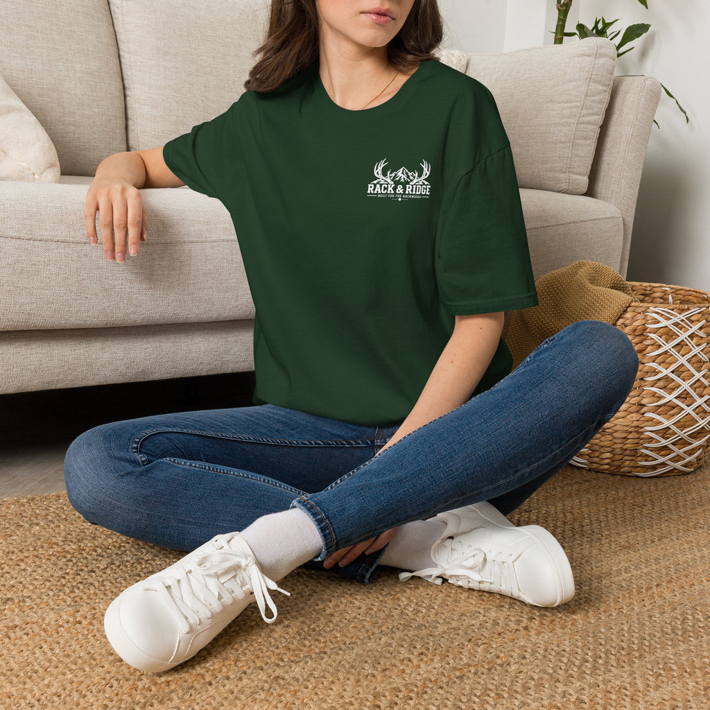 Rack & Ridge Antler Logo T‑Shirt — Outdoor Hunting Graphic Tee