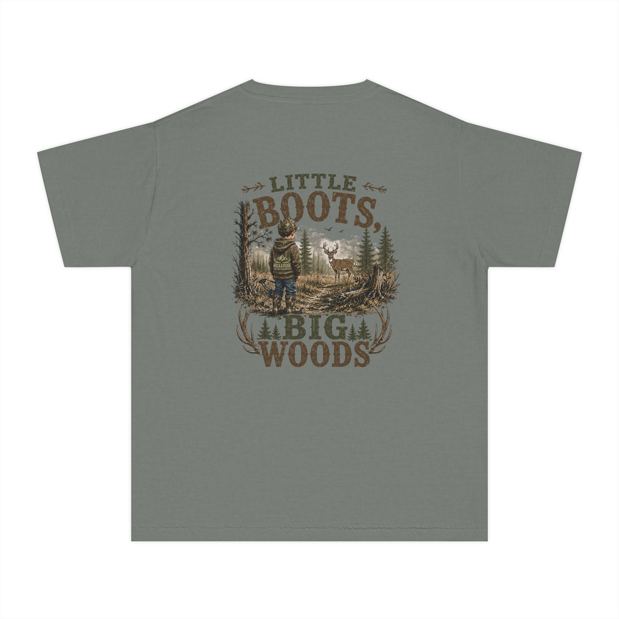 RACK & RIDGE Little Boots, Big Woods Youth Boys' Woodland T-Shirt