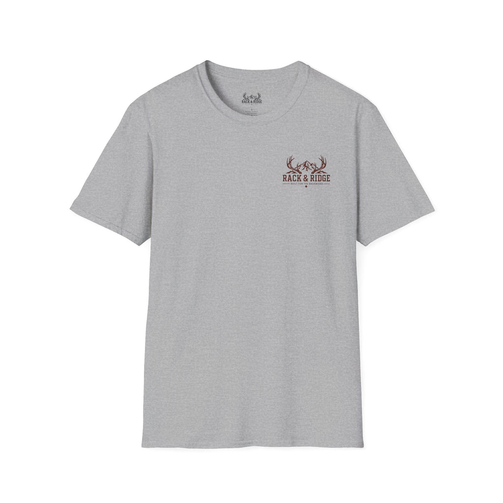 Rustic Deer Logo T‑Shirt — "Rack & Ride" Outdoor Hunting Tee
