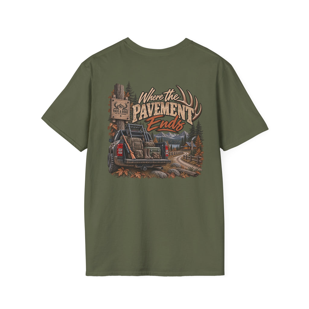 Rack & Ridge Hunting T-Shirt — Rustic Antler Logo Tee for Outdoorsmen
