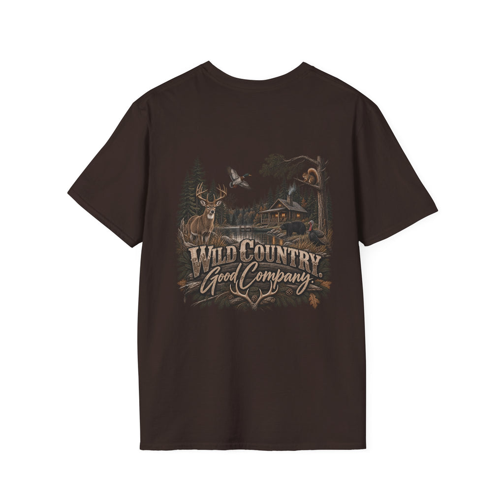 Rack & Ridge Outdoor Logo T‑Shirt — Hunting Antler Mountain Tee
