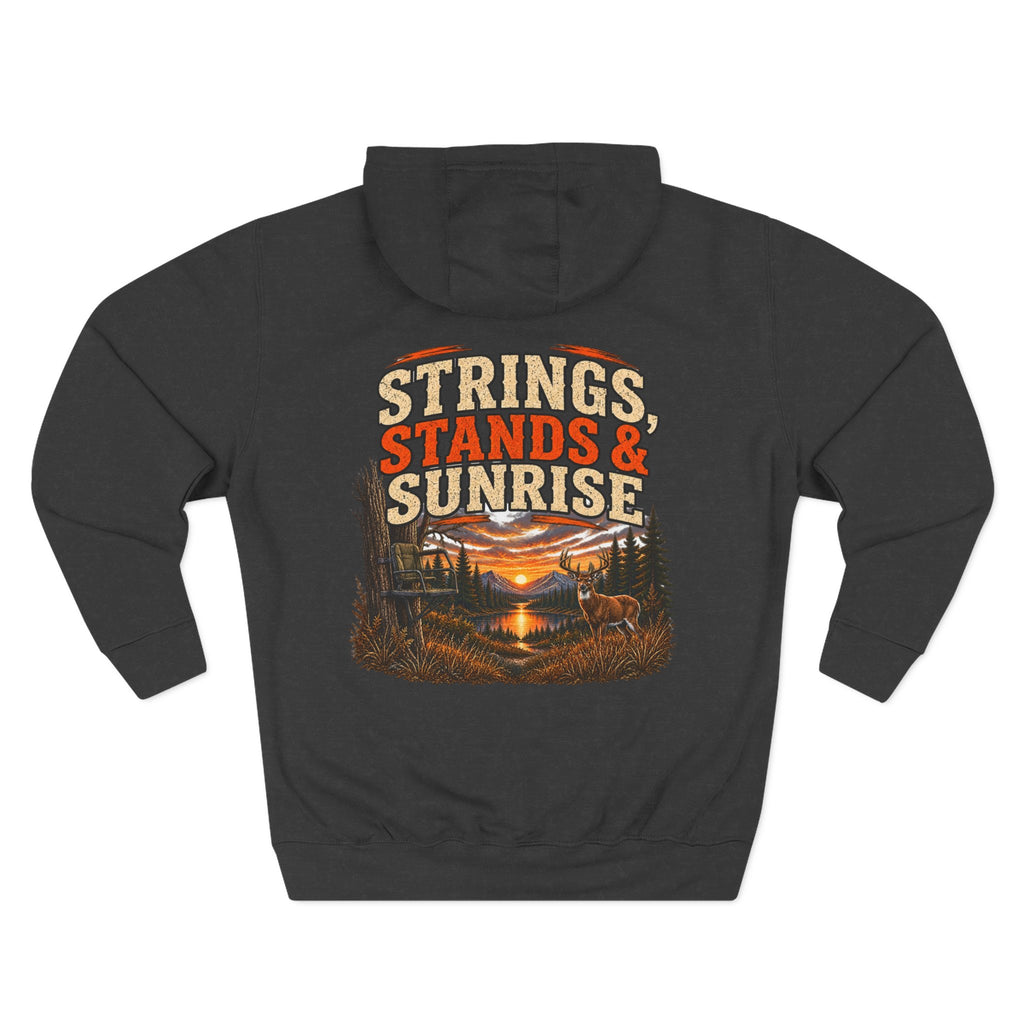 Strings, Stands & Sunrise Hoodie — Hunting Sunrise Graphic Fleece Hoodie