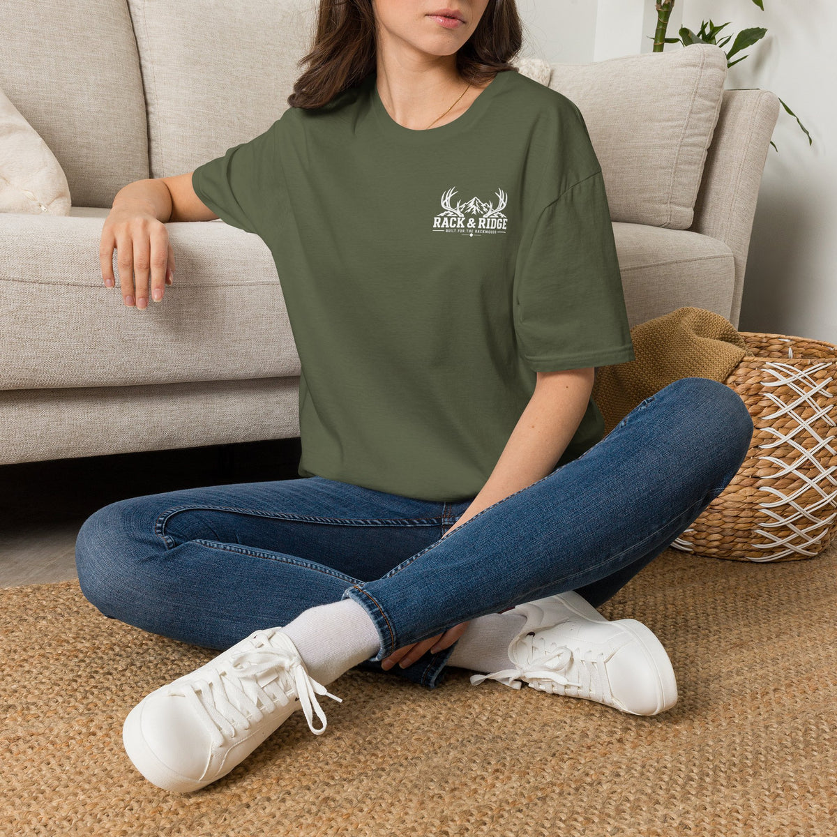 Rack & Ridge Antler Logo T‑Shirt — Outdoor Hunting Graphic Tee