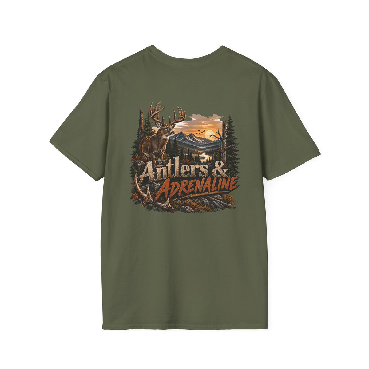 T-Shirt — Rack & Ridge Antler Logo Casual Outdoor Tee