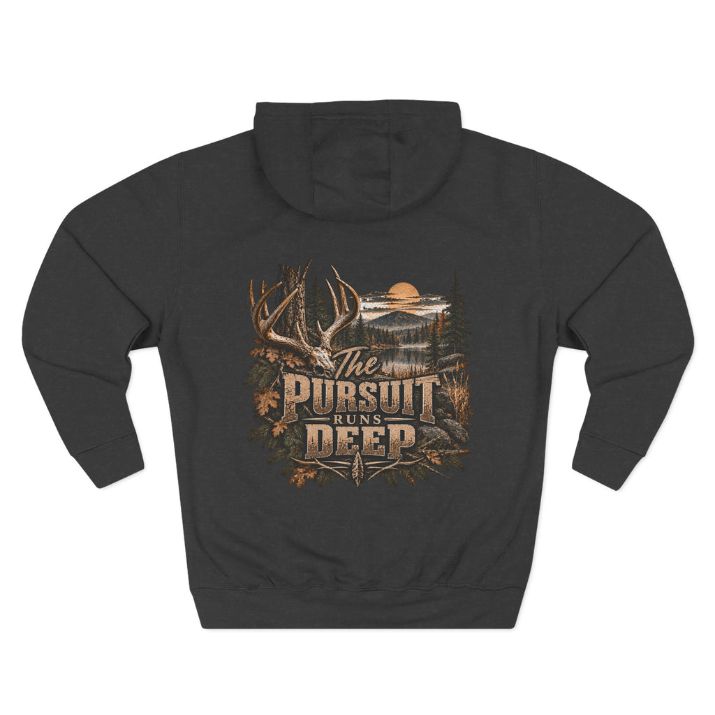 Hoodie – "The Pursuit Runs Deep" Deer Hunting Graphic Hooded Sweatshirt