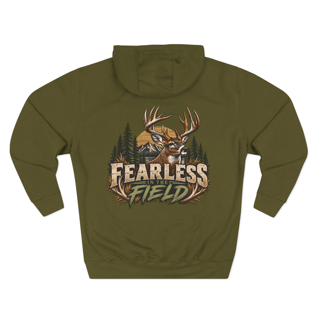 Fearless Field Buck Hoodie — Deer Hunting Graphic Fleece Hoodie