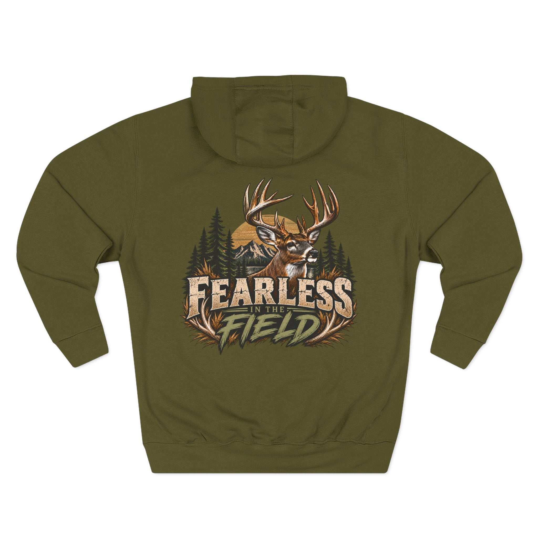 Fearless Field Buck Hoodie — Deer Hunting Graphic Fleece Hoodie
