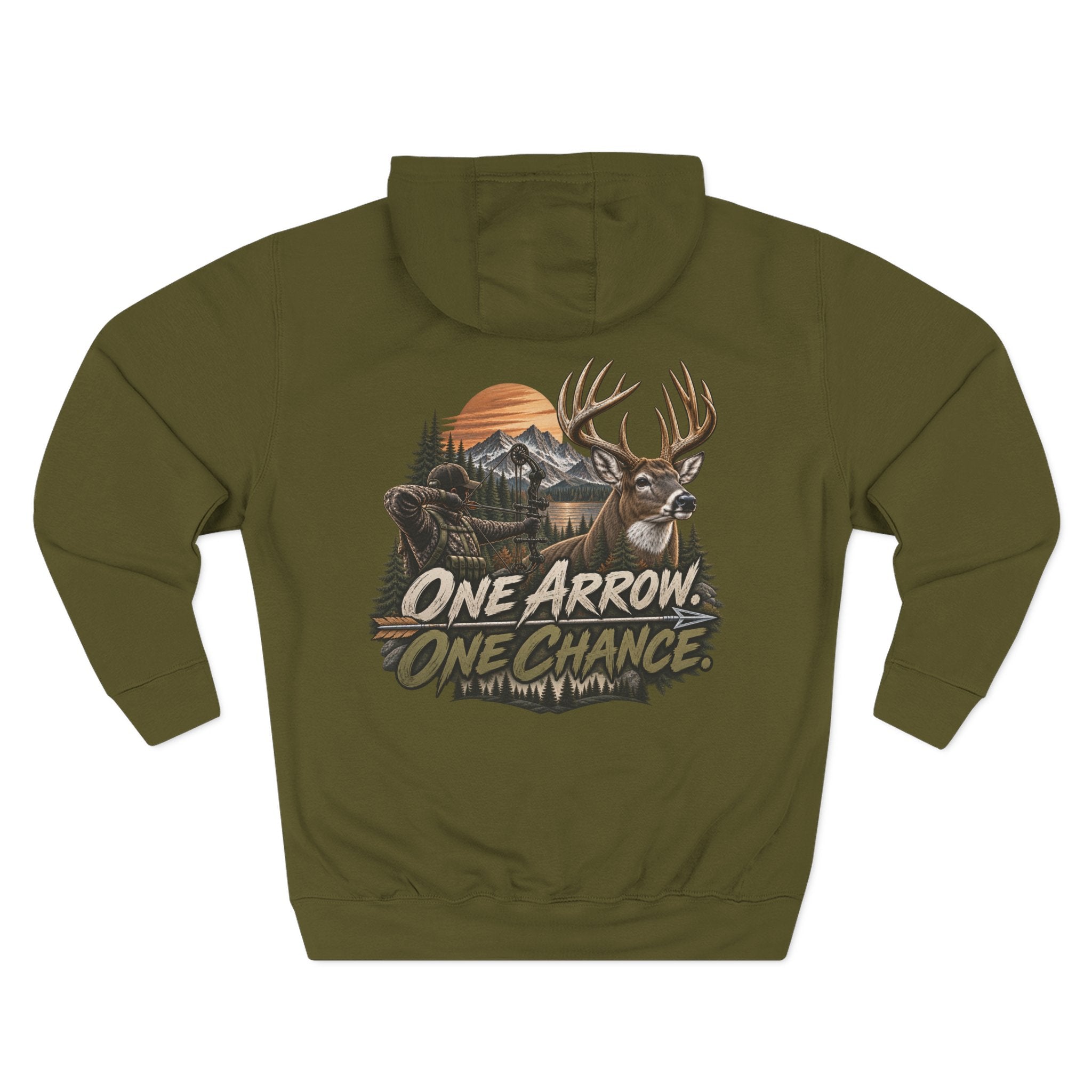 One Arrow One Chance Deer Hoodie — Hunting Graphic Fleece Hoodie