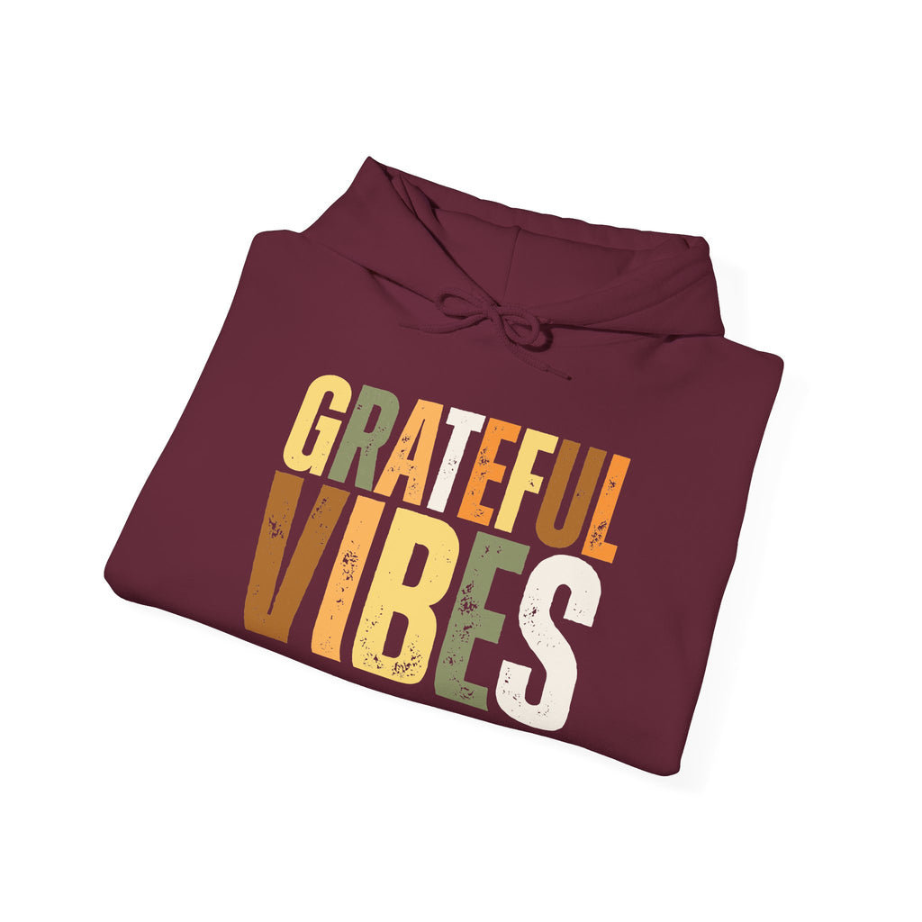 Grateful Vibes Hoodie — Retro Earth Tone Gratitude Pullover