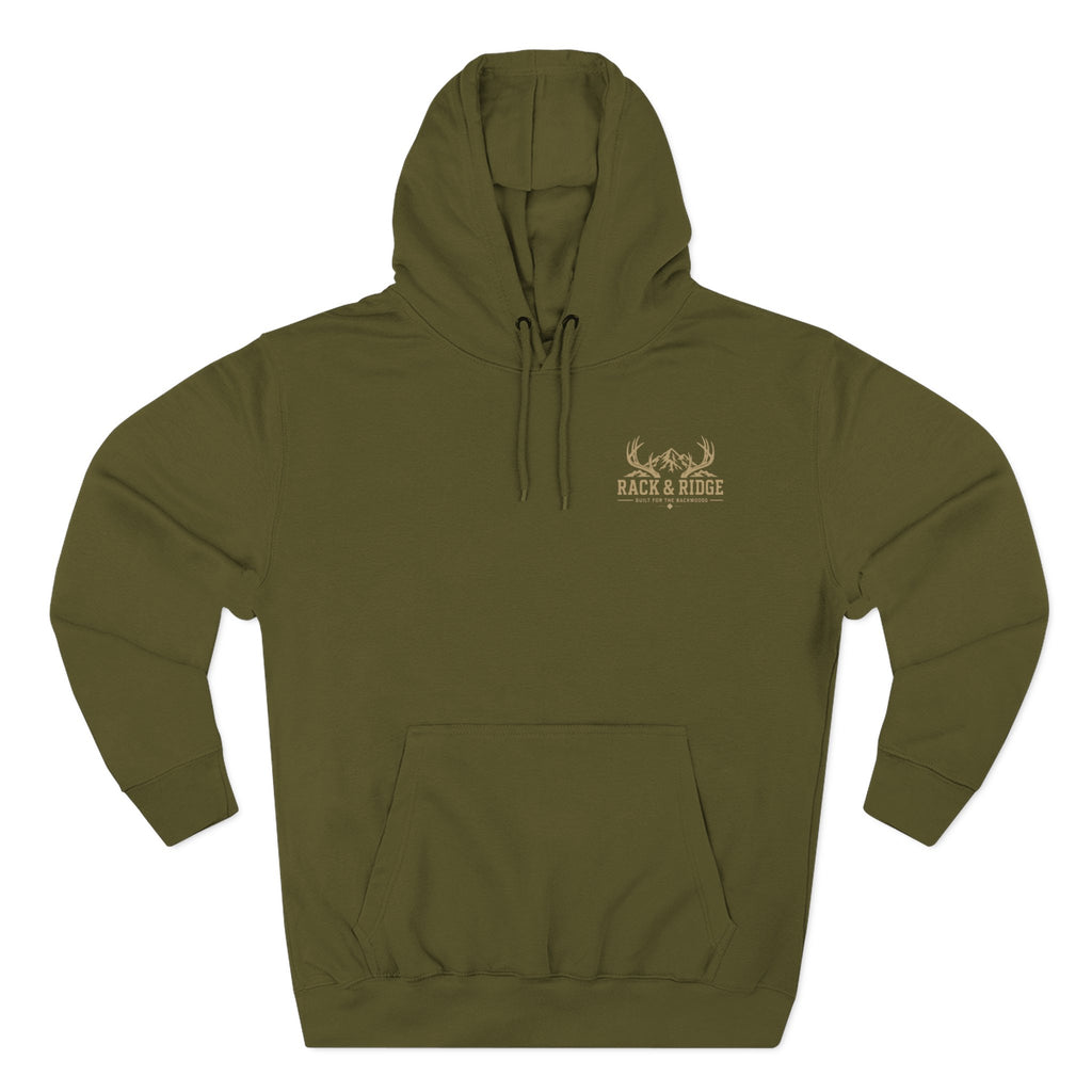 "Chase the Rut" | Rack & Ridge Hoodie — Tan