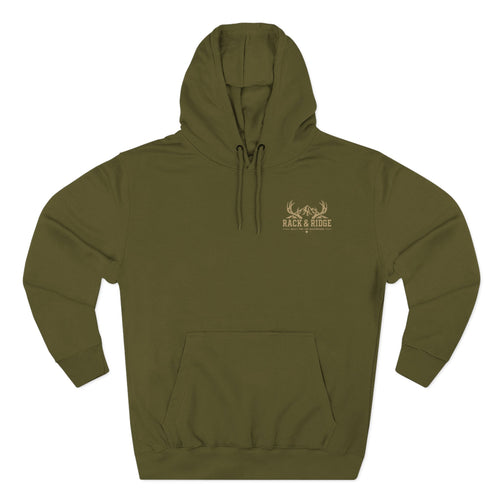 "Chase the Rut" | Rack & Ridge Hoodie — Tan
